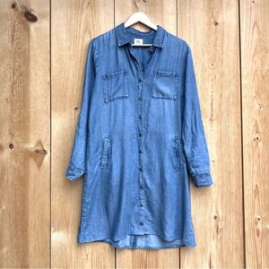 Wash Lab Chambray Long Sleeve Dress Sz Medium